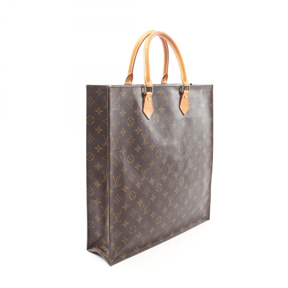 Louis Vuitton Tote Bag Plat Monogram Sac Leather Canvas Brown